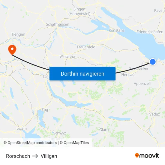 Rorschach to Villigen map