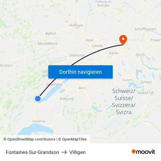 Fontaines-Sur-Grandson to Villigen map