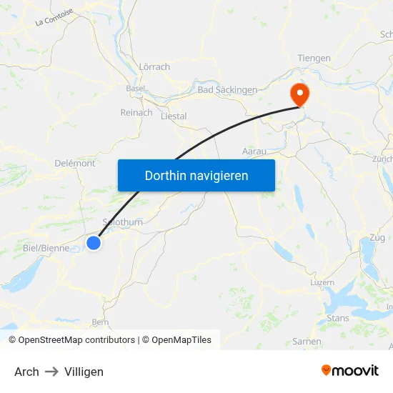 Arch to Villigen map