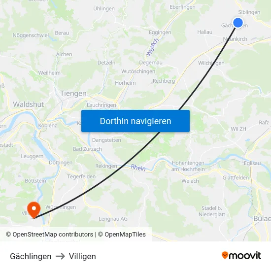 Gächlingen to Villigen map