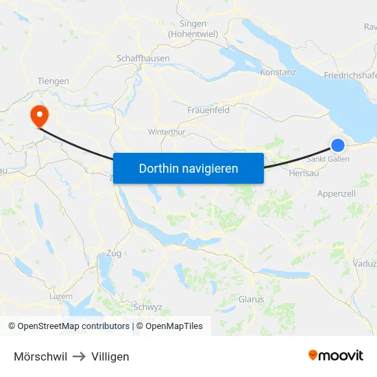 Mörschwil to Villigen map