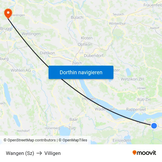 Wangen (Sz) to Villigen map