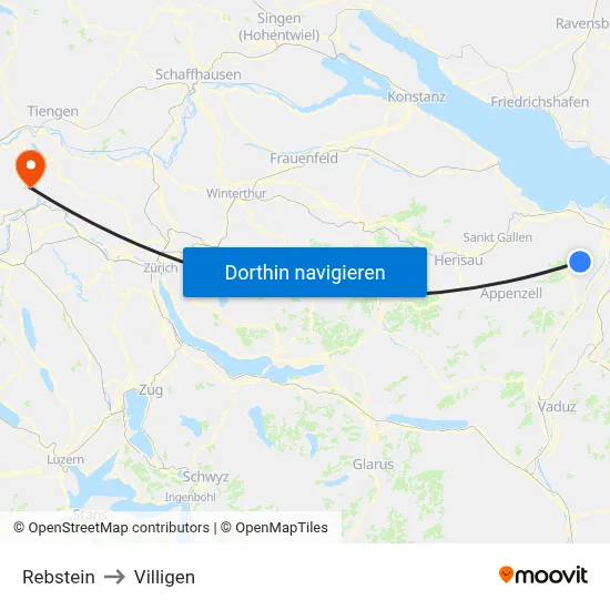 Rebstein to Villigen map