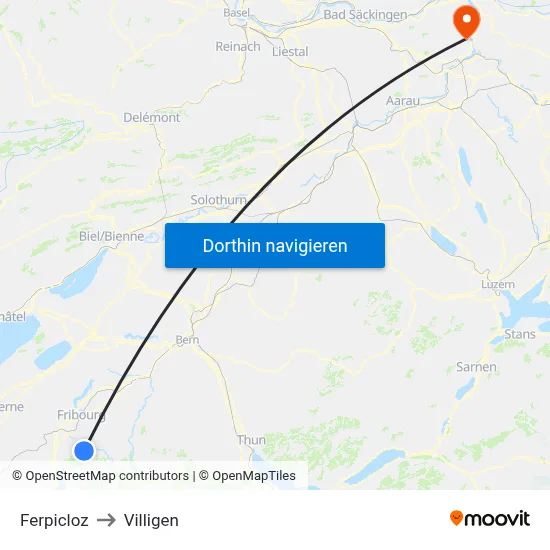Ferpicloz to Villigen map