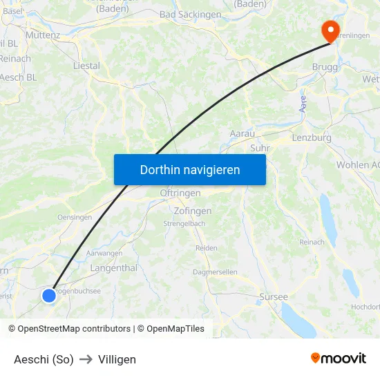 Aeschi (So) to Villigen map