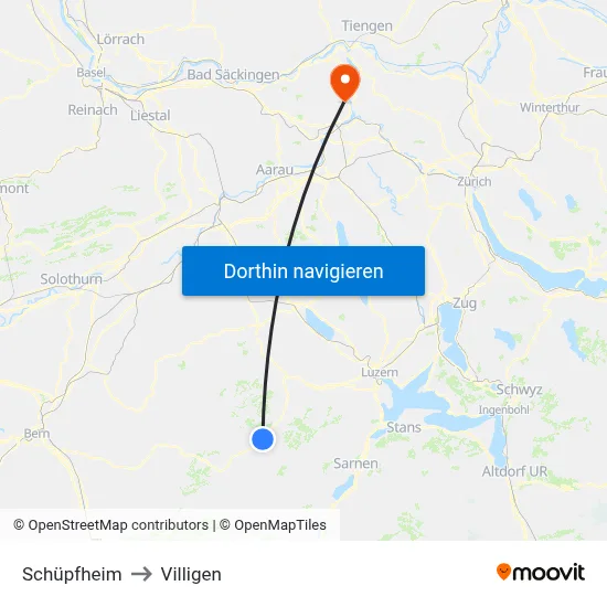 Schüpfheim to Villigen map