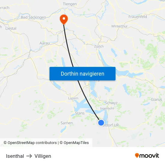 Isenthal to Villigen map