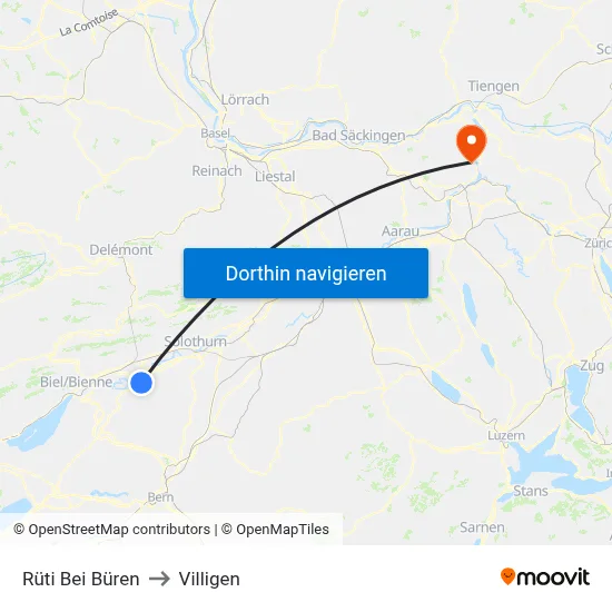 Rüti Bei Büren to Villigen map