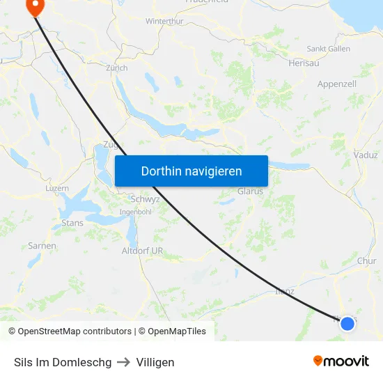 Sils Im Domleschg to Villigen map