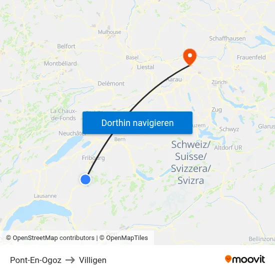 Pont-En-Ogoz to Villigen map