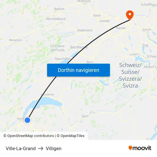 Ville-La-Grand to Villigen map