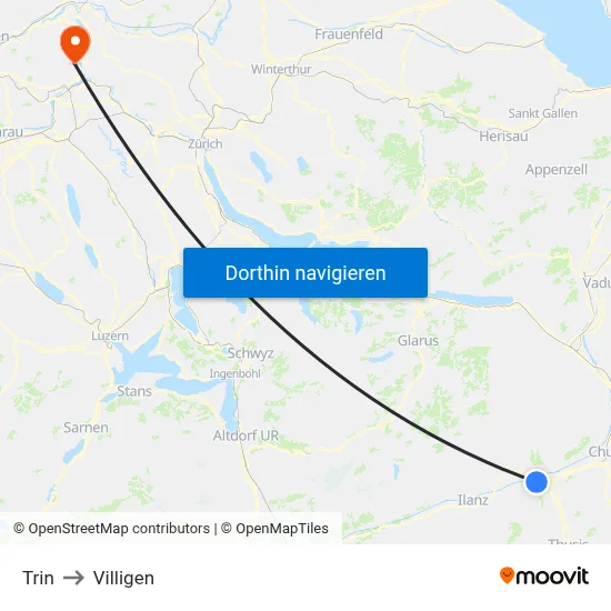 Trin to Villigen map