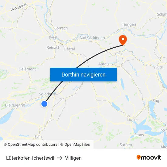 Lüterkofen-Ichertswil to Villigen map