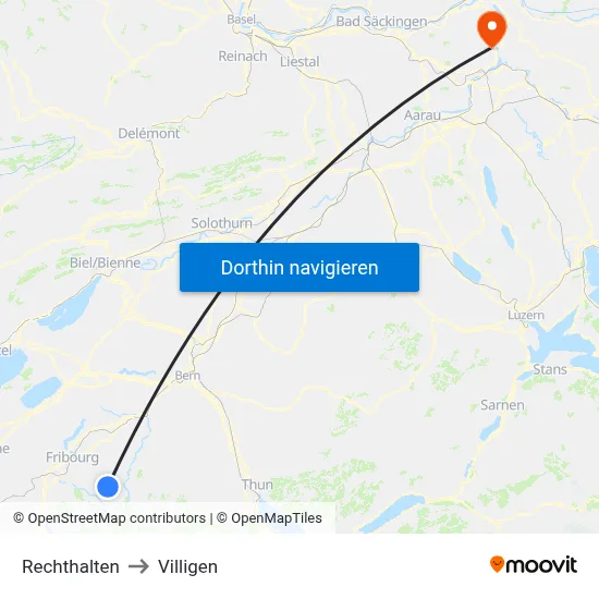 Rechthalten to Villigen map