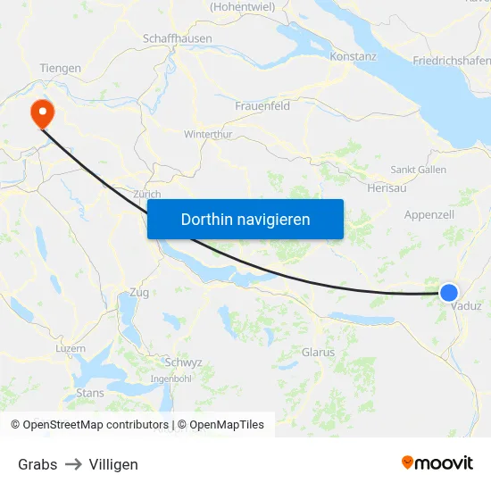 Grabs to Villigen map