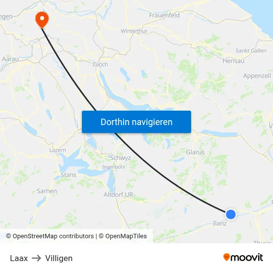 Laax to Villigen map