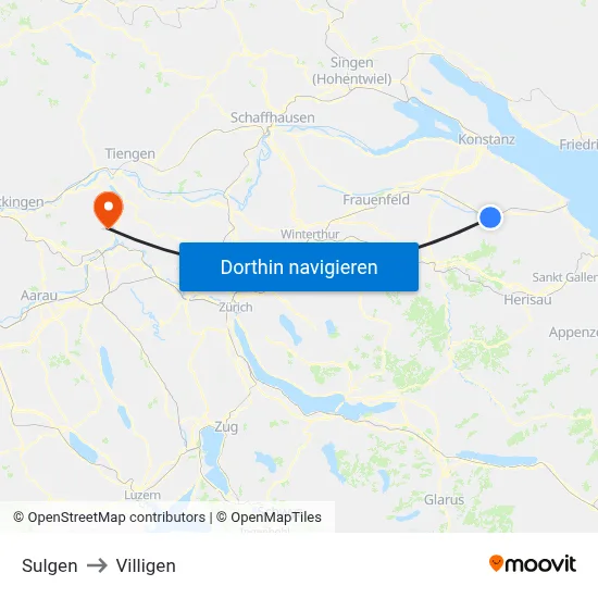 Sulgen to Villigen map