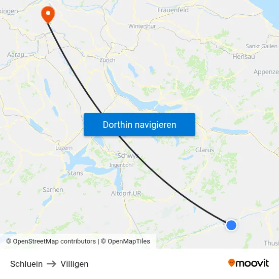 Schluein to Villigen map
