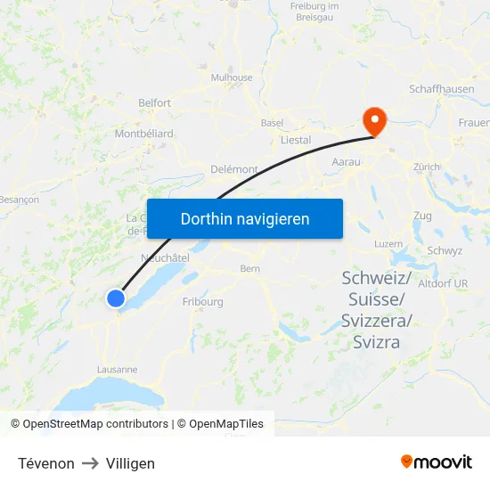 Tévenon to Villigen map
