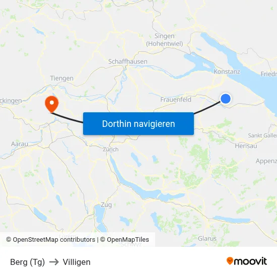 Berg (Tg) to Villigen map