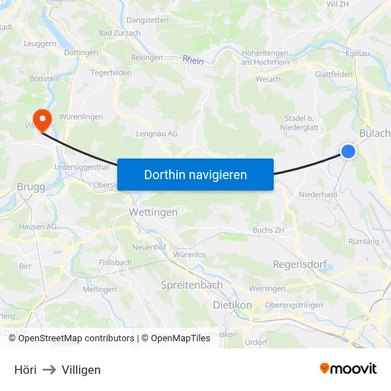 Höri to Villigen map