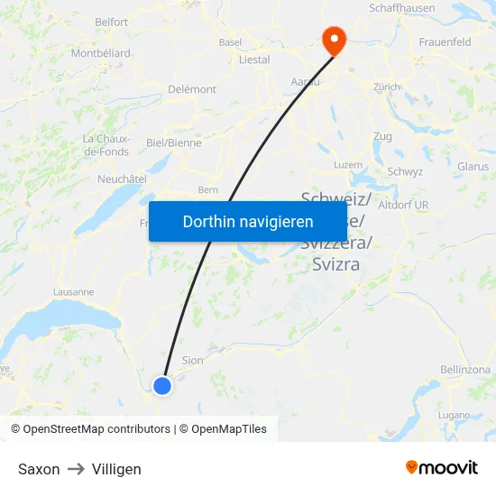 Saxon to Villigen map