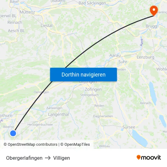 Obergerlafingen to Villigen map