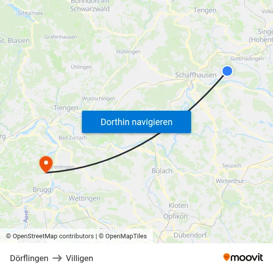 Dörflingen to Villigen map