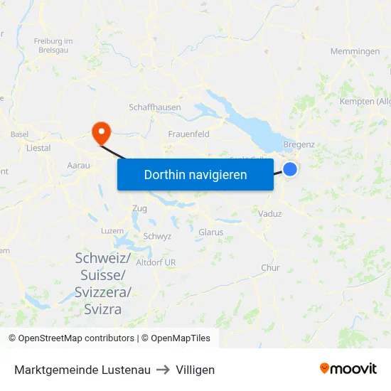 Marktgemeinde Lustenau to Villigen map
