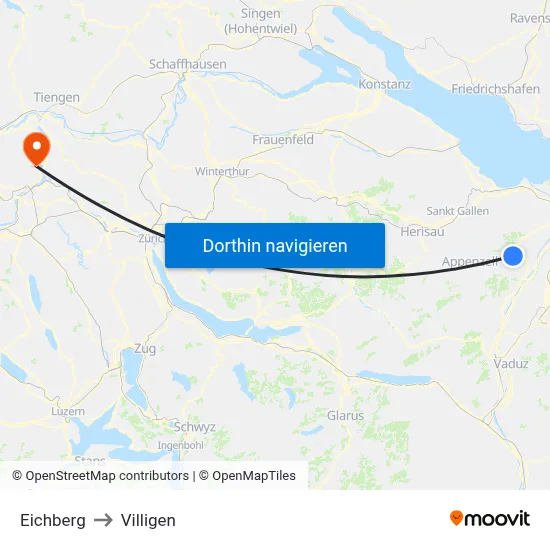 Eichberg to Villigen map