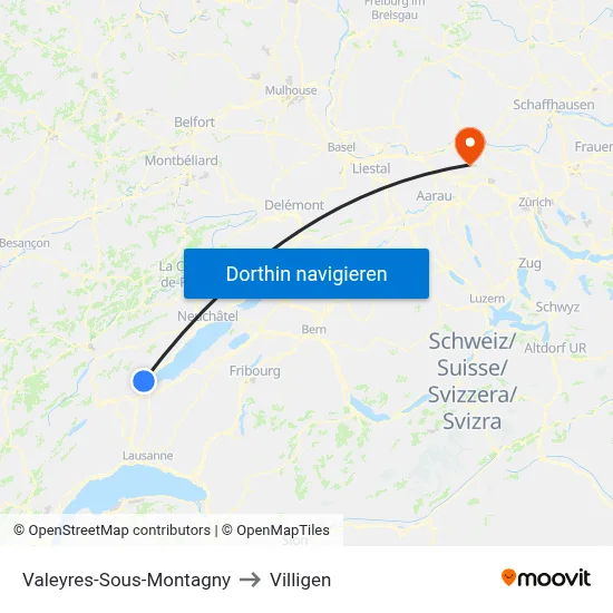 Valeyres-Sous-Montagny to Villigen map