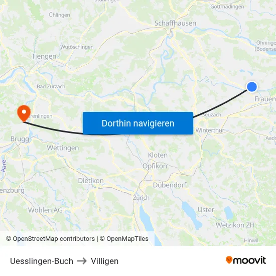 Uesslingen-Buch to Villigen map