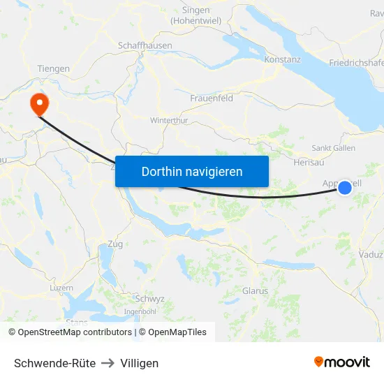 Schwende-Rüte to Villigen map