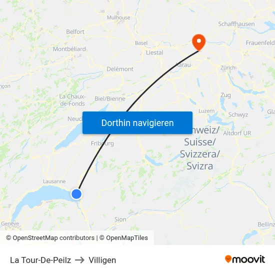 La Tour-De-Peilz to Villigen map