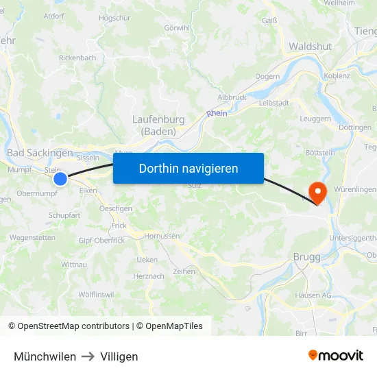 Münchwilen to Villigen map