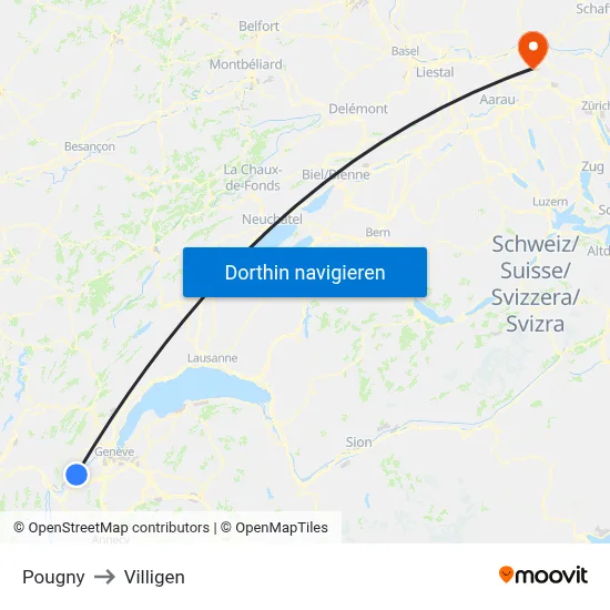 Pougny to Villigen map