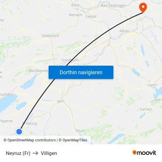 Neyruz (Fr) to Villigen map