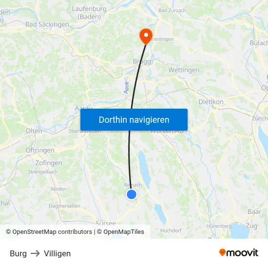 Burg to Villigen map