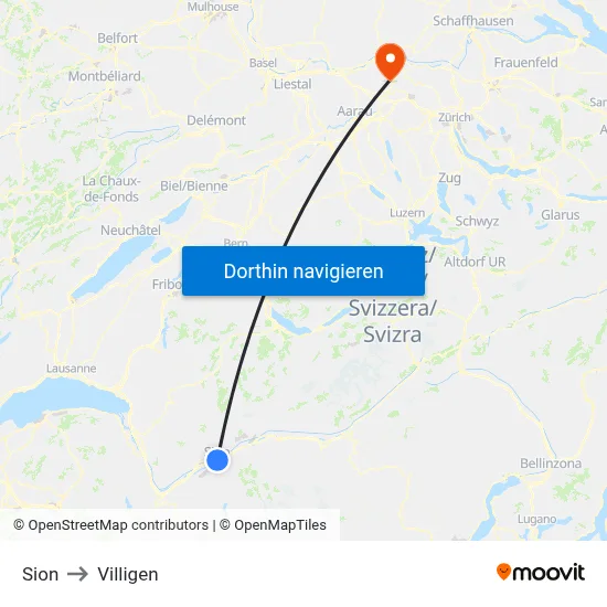 Sion to Villigen map