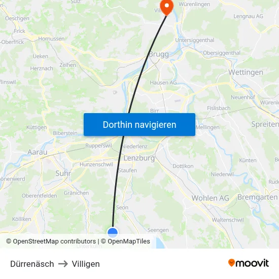 Dürrenäsch to Villigen map