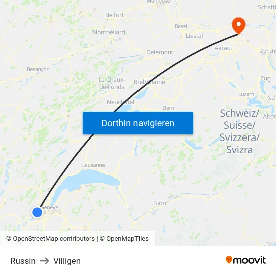 Russin to Villigen map