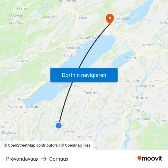 Prévondavaux to Cornaux map