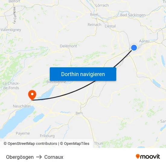 Obergösgen to Cornaux map