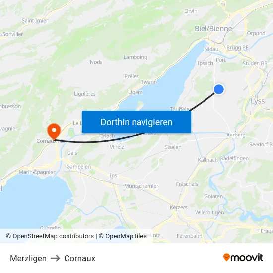 Merzligen to Cornaux map
