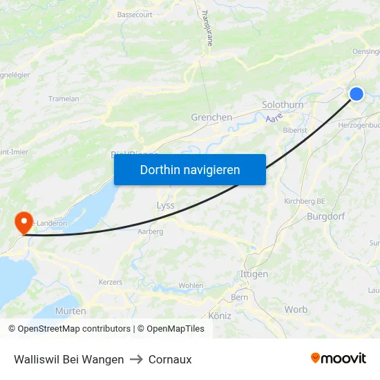 Walliswil Bei Wangen to Cornaux map