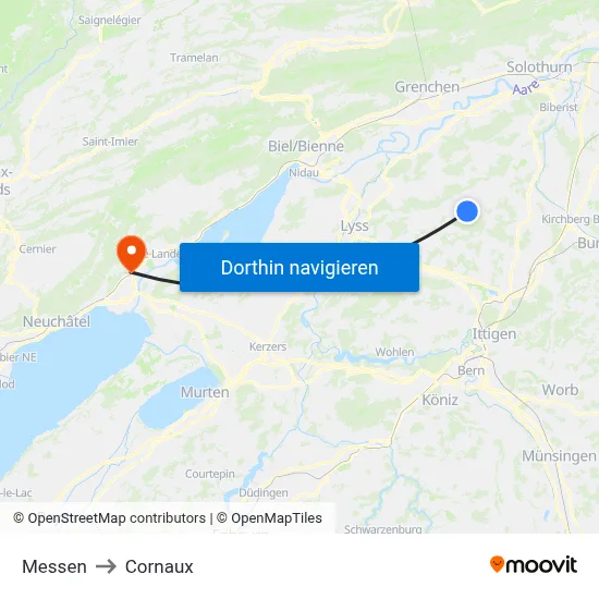 Messen to Cornaux map