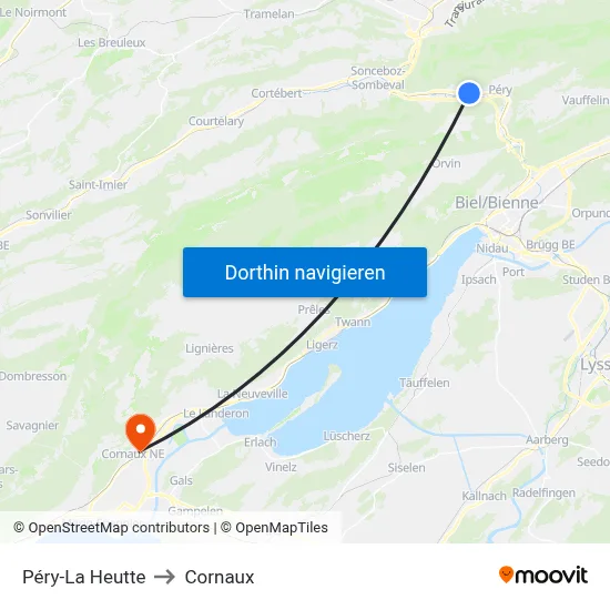 Péry-La Heutte to Cornaux map
