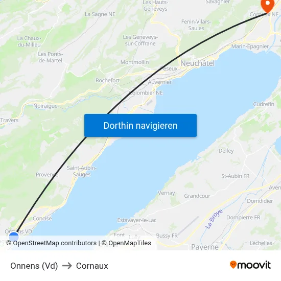 Onnens (Vd) to Cornaux map