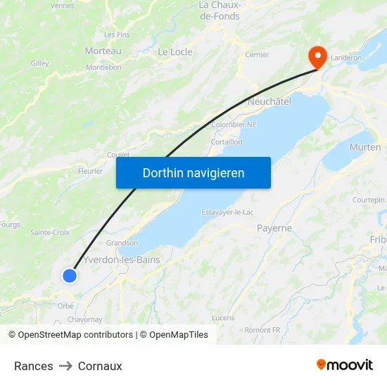 Rances to Cornaux map