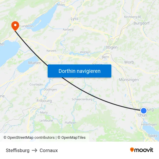 Steffisburg to Cornaux map